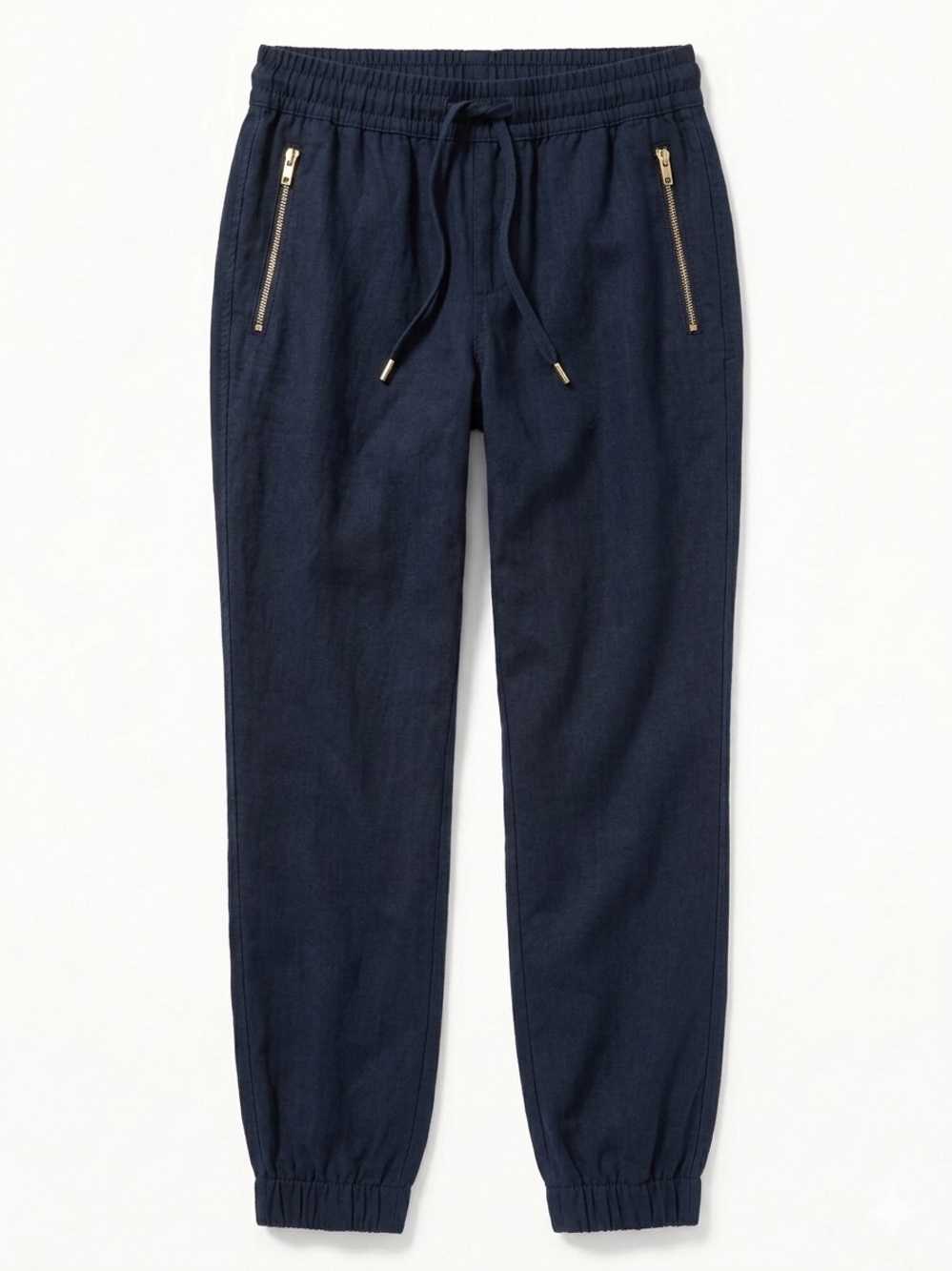 ReVamped Black Joggers with Gold Zipper Detail – Size XS